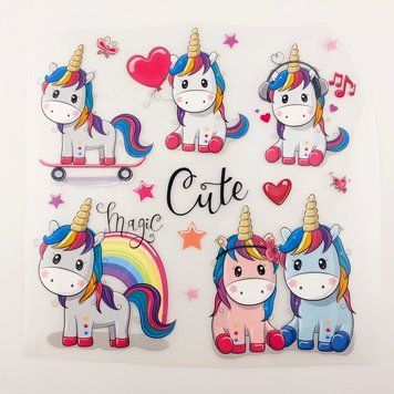 Термоналіпки Cute Unicorns 6шт. 14,5х15см трмн19 фото